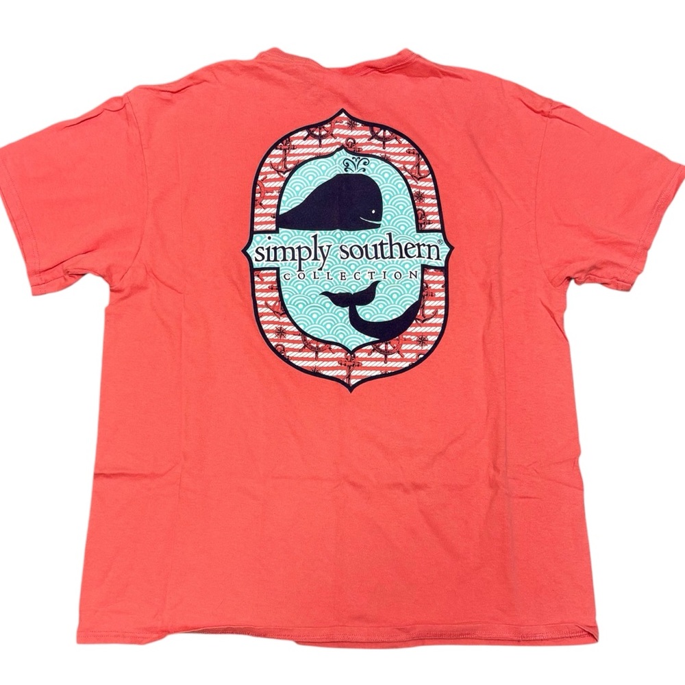 Simply Southern Short Sleeve Coral Preppy Coastal Tshirt Size XL